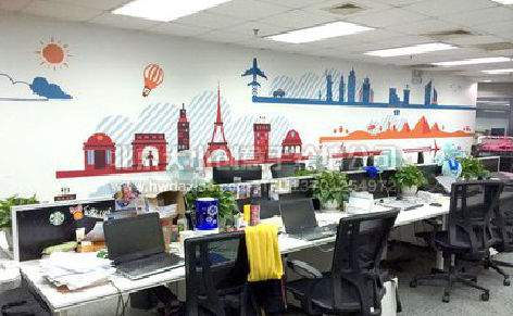 康定教你设计办公室墙绘的方法。